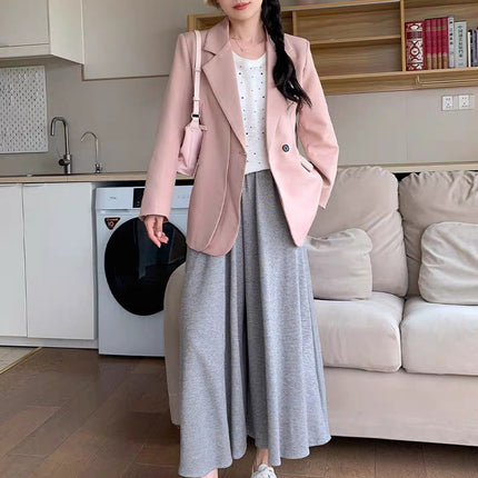Black Glutinous Rice Culottes Women's Spring and Autumn New High Waist Dape Loose Casual Knitted Skirt for Small Men