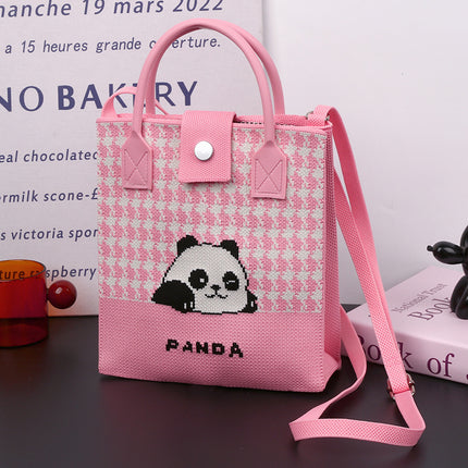 Cute Panda National Style Trendy Tote Bag Crossbody Large Handbag All-match Daily Casual Soft Rubber Handle