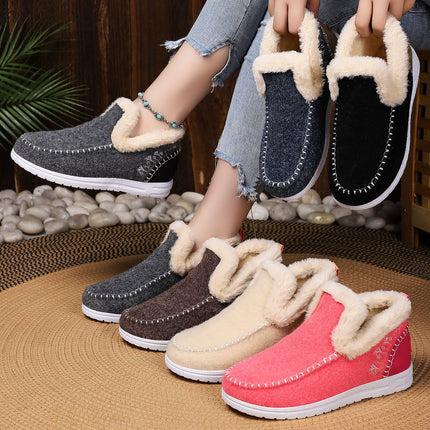 Women's Cotton Shoes, New Winter Style, Fleece-Lined and Thickened Snow Boots, Slip-On Short Boots, Cross-Border Fashion, Warm Cotton Boots