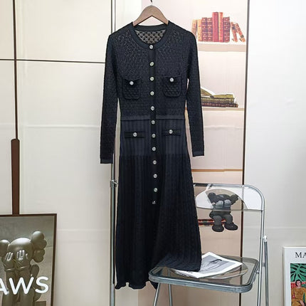 2024 Autumn and Winter New Style Accessible Luxury Elegant Fashionable High-End Long Skirt Hip-Covering Knitted Large Hem Dress