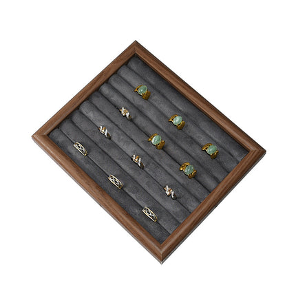 Walnut Color Jewelry Tray Ring Storage Box Solid Wood Ring Plate Earrings Earrings Bracelet Display Jewelry Display Rack