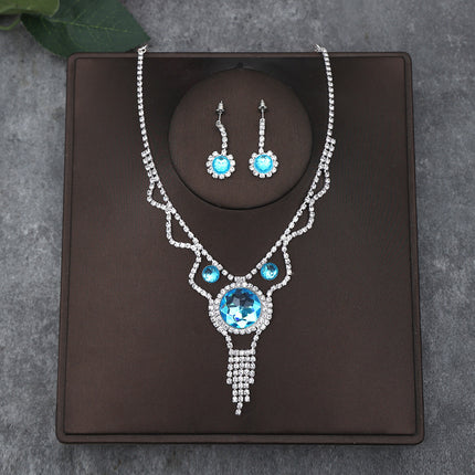 Korean Bride Necklace Earrings Two-piece Decorations Wedding Yarn Wedding Jewelry Wedding Accessories Dance Studio