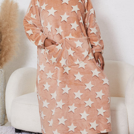 Cross-border plus size ladies pajamas 2024 autumn and winter new flannel hooded stars nightgown warm wholesale foreign trade