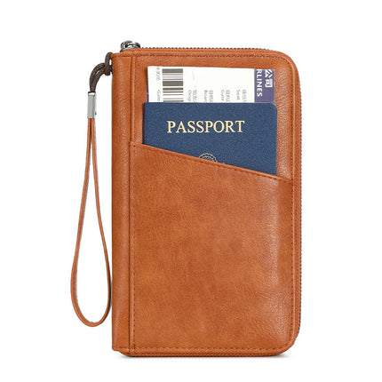 Cross-border New RFID Anti-magnetic Wallet Zipper Passport Bag Certificate Bag Air Ticket Storage Bag Multifunctional Passport Wallet