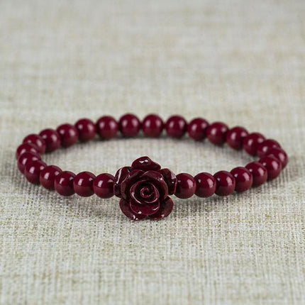 Natural Cinnabar Rose Flower Ring Pendant Earrings DIY Braided Ring Rose Flower Bracelet Bracelet Live Supply