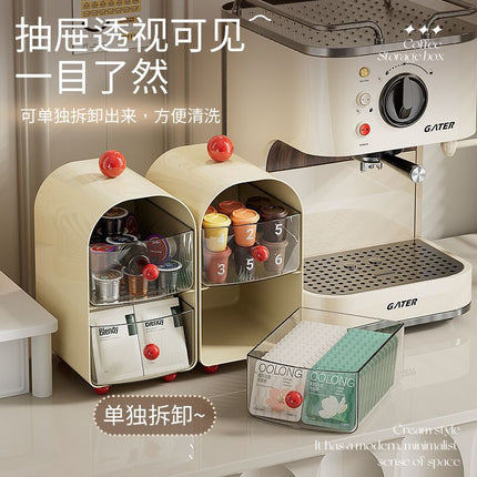 Tea Bag Storage Box Transparent Multi-Functional Drawer Home Coffee Storage Rack Office Multi-Layer Cosmetics Storage Box