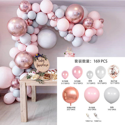 Cross-Border Amazon Balloon Chain Set Pink Opening Balloon Arch Garland Birthday Wedding Party Decoration