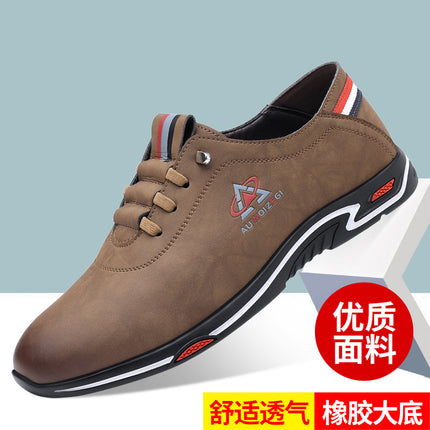 Men's All-match Casual Leather Shoes with Soft Bottom and Soft Face Breathable Slip-on 2595