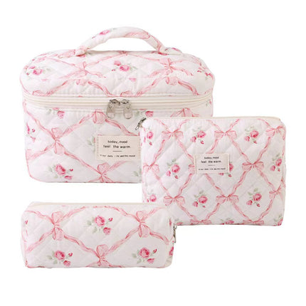 2025 Small Fresh and Cute Cotton Cosmetic Bag Niche Portable Toiletry Cosmetics Bag Floral Ins Cute Box Bag Box