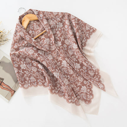 Cross-Border New Product Voile Print 110 Square Scarf Classic Lace Scarf Turban Malaysian Shawl