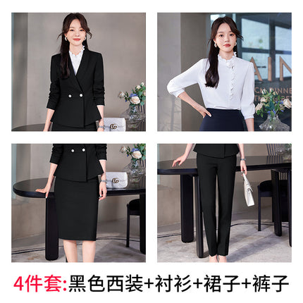 navy blue Professional suit Women's Fashion Elegant Suit Shirt Three-piece Hotel Manager Work Clothes Front Desk Uniform