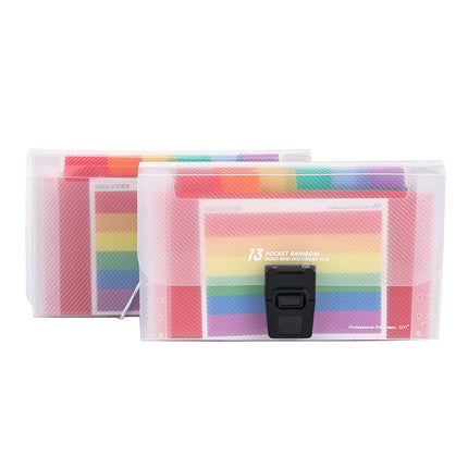 a6 multi-layer organ folder data file ticket holder 13-grid rainbow inside Page mini organ bag PP storage folder