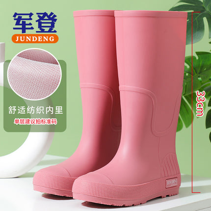 Spring and Summer Non-Slip Women's High Rain Boots Rainy Season Commuting British Work Boots Fashion Rubber Shoes Women's Water Shoes 33 High Tide Water Boots