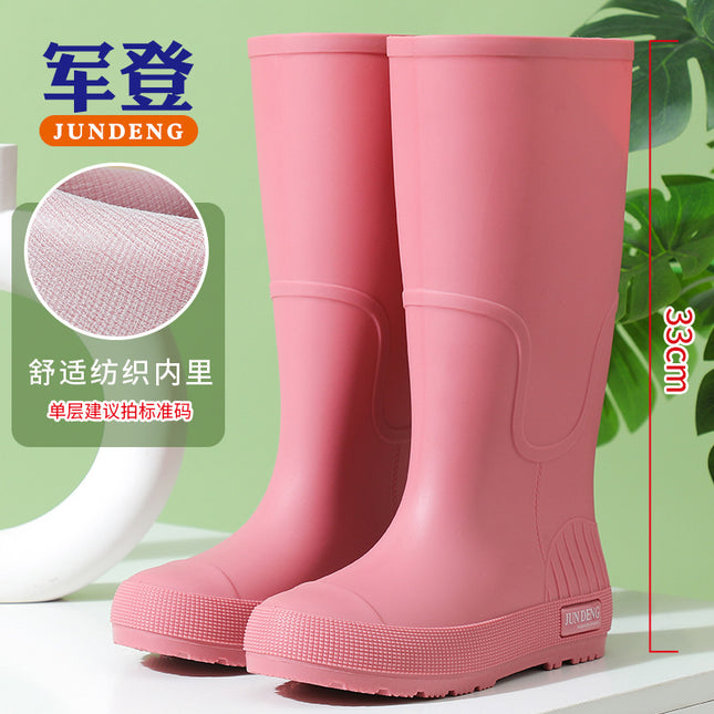 Spring and Summer Non-Slip Women's High Rain Boots Rainy Season Commuting British Work Boots Fashion Rubber Shoes Women's Water Shoes 33 High Tide Water Boots