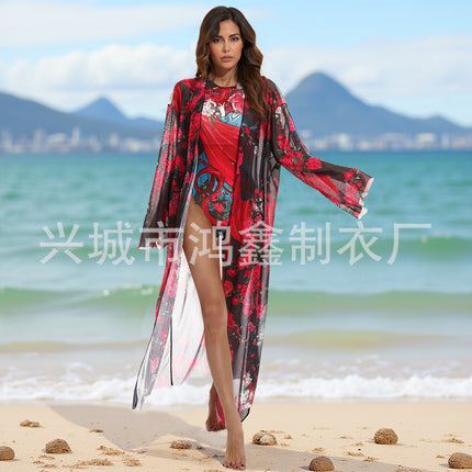 2025 European and American Cross-Border One-Piece Bikini Купальник Russian Long-Sleeved Cover-Up Sun Protection Clothing