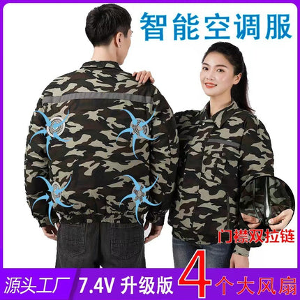 Upgraded four fan air conditioning clothes men's rechargeable refrigeration clothes with fan men's and women's work clothes