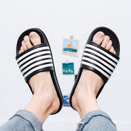 Extras Size Slippers Men's Summer Breathable Non-Slip Deodorant Wear-Resistant Striped All-Match 46 Indoor 47 Slippers 48 Size