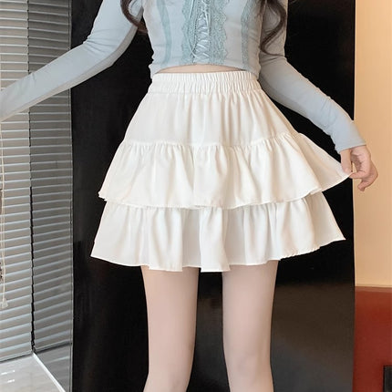 Plus-Size A-Line High-Waisted Cake Skirt for Women, Pear-Shaped Figure Slimming White Half Skirt, Summer Puff Short Skirt