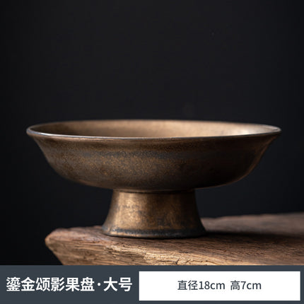 Chinese-style Blue and White Porcelain Fruit Plate Living Room Coffee Table Household Ceramic Refreshment Snack Plate High Foot Delicate Dried Fruit Snack Plate