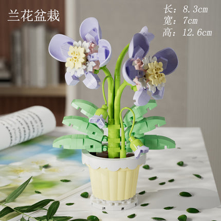 Compatible with Lego Forever Flower Sunflower Rose Fleshy Potted Plants Assembled Building Blocks Toy Valentine's Day Gift for Girls