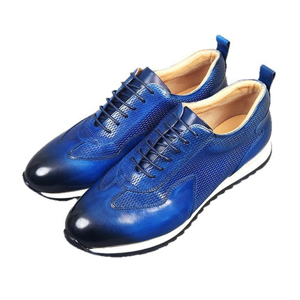 High-end New Genuine Leather Vintage Antique Fashionable Forrest Gump Shoes Men's Low-top Handmade Genuine Leather Sports Casual Sneakers Trendy