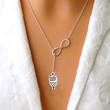Vintage Simple Lucky Number 8 Cross Short Necklace Owl Ship Anchor Bird Necklace Jewelry Wholesale