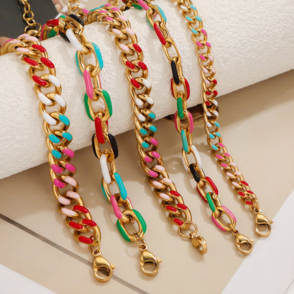 European and American Cross-Border Jewelry Colorful Bracelets for Men and Women, Light Luxury High-End Stainless Steel Non-Fading Jewelry Wholesale