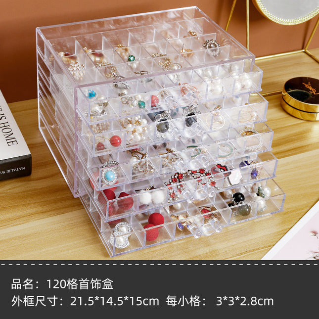 Large-Capacity Household Storage Box for Earrings, Necklaces, Bracelets, and Ear Studs, Dust-Proof Drawer-Style Transparent Jewelry Organizer in an Instagram-Style Design