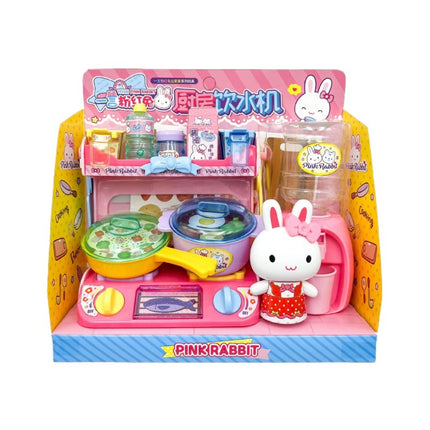 Yiyan pink rabbit kitchen refrigerator mini dressing table cake party simulation medical tools girl play house toy batch