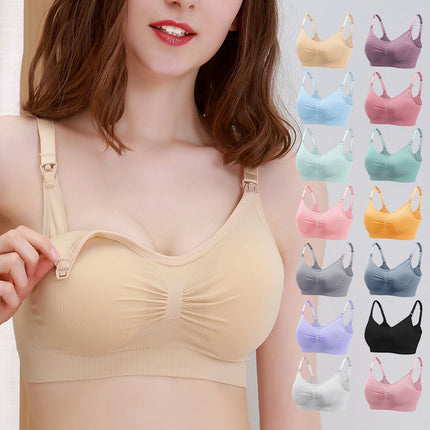 Back-Opening Seamless Plus-Size Nursing Bra, Adjustable Push-Up Postpartum Thin Bra for Breastfeeding
