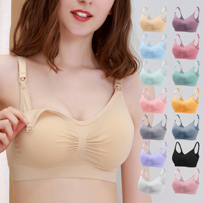 Back-Opening Seamless Plus-Size Nursing Bra, Adjustable Push-Up Postpartum Thin Bra for Breastfeeding