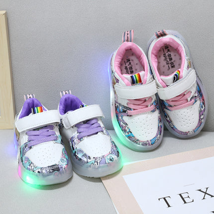2022 New Spring and Autumn Breathable Fashion Sneakers Children's Luminous Shoes Princess Wings Led Light Children's Shoes