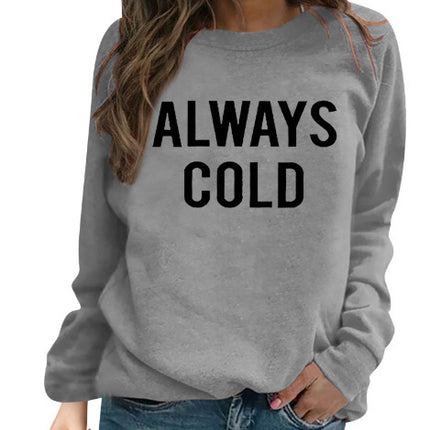 Amazon Cross-border Foreign Trade Source European and American Letter Printed Round Neck Top Sweat Autumn and Winter European Size plus size Loose