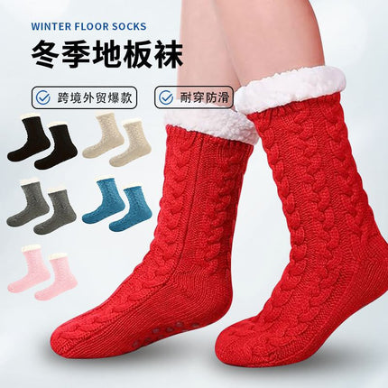 Cross-border European and American Warm Socks Autumn and Winter Thickened fleece-lined Sleep Socks Dispensing Non-slip Socks Carpet Floor Socks