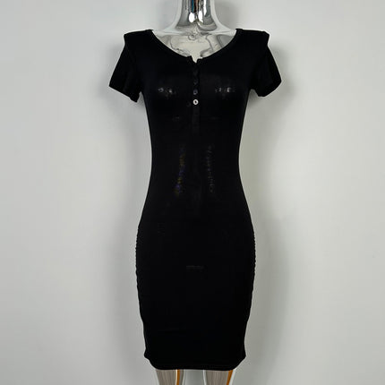 South Korea's Dongdaemun New Product Sexy Short-Sleeved Hip-Hugging Dress Body-Shaping Tight Dress