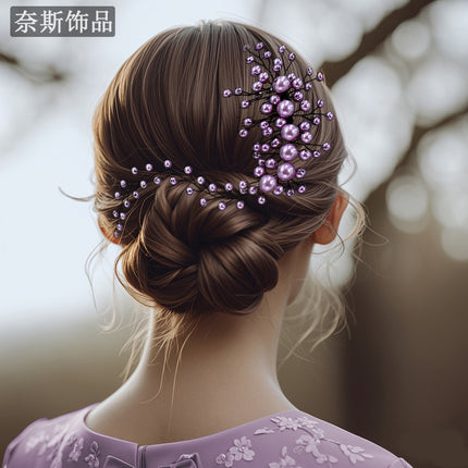 Nais Ns255 Bridal Wedding Pearl Hair Accessory Simple and Elegant Hair Comb Fashionable Long Hair Comb for Wedding Dress