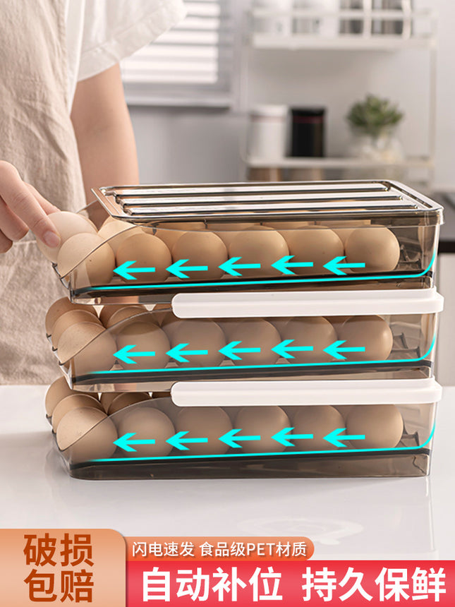 Egg Tray Box Egg Storage Box Household Rolling Egg Rolling Food Grade Japanese Space Drawer Refrigerator Saving