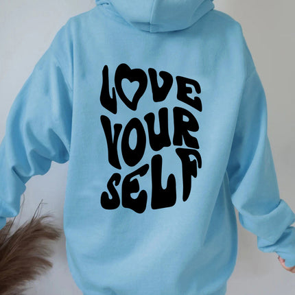 2023 New Autumn and Winter Casual Sports Hoodies Southeast Asia Cross-Border Export Women's Letter Print Hooded Sweatshirt