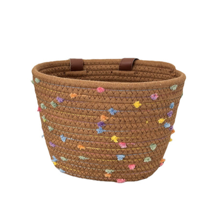 Hand-woven cotton rope children's bicycle front basket basket can put snacks toy basket foldable hanging basket