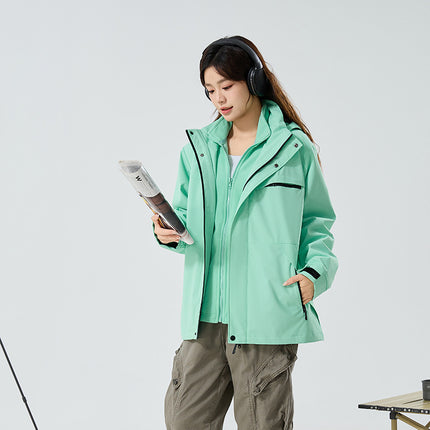 Three-In-One Men's Hooded Detachable Waterproof and Windproof Mountaineering Jacket Three-In-One Jacket