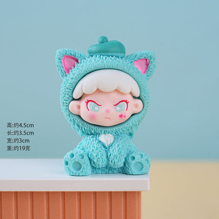 New Cartoon Sitting Posture Cute DIY Backpack Pendant Resin Keychain Phone Case Micro Landscape Ornament