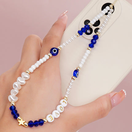 Handmade pearl beaded mobile phone chain mobile phone case lanyard pendant wrist pendant diy accessories