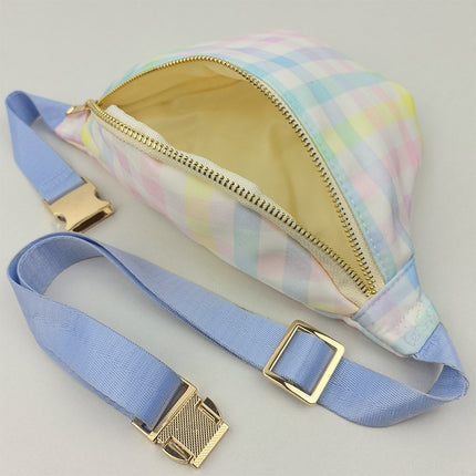 Cross-border Hot New Rainbow Plaid Waist Bag Nylon Waterproof Women Crossbody Bag Travel Outdoor Sports Chest Bag