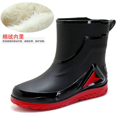 Rain Boots men's closed new waterproof shoes outdoor water boots kitchen non-slip work rubber shoes plus velvet cotton warm rain boots