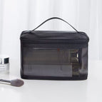 Single layer mesh cosmetic bag-black