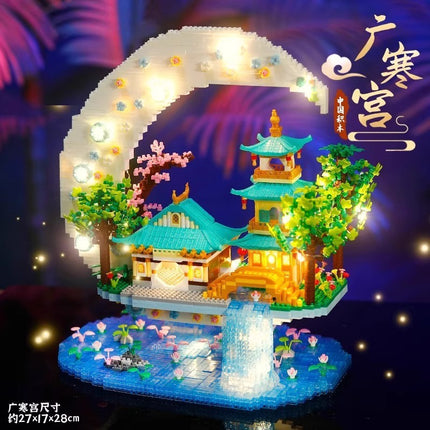 Compatible with Lego Guanghan Palace Building Blocks Puzzle Microparticles Peach Blossom Pool Chinese Style Building Assembled Creative Toys Wholesale