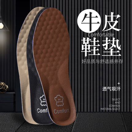 Sports Shock-Absorbing Super Soft Sole Thickeneded Deodorant Leather Insoles for Men and Women Sweat-Absorbent, Deodorant, Breathable and Comfortable Cowhide Insoles