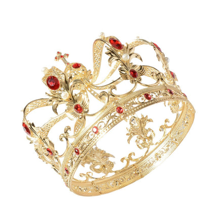 HG1564 Baroque Bridal Jewelry Oversized Crown King Court Crown Retro Alloy Headwear Men's Ball