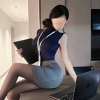 Dark gray [including top + skirt + badge + thong] / S
