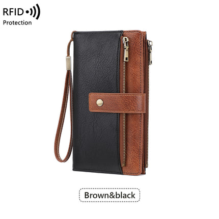Cross-Border New Rfid Anti-Magnetic Women's Wallet with Multiple Card Slots 70% off Long Wallet European and American Retro Fashion Clutch Bag